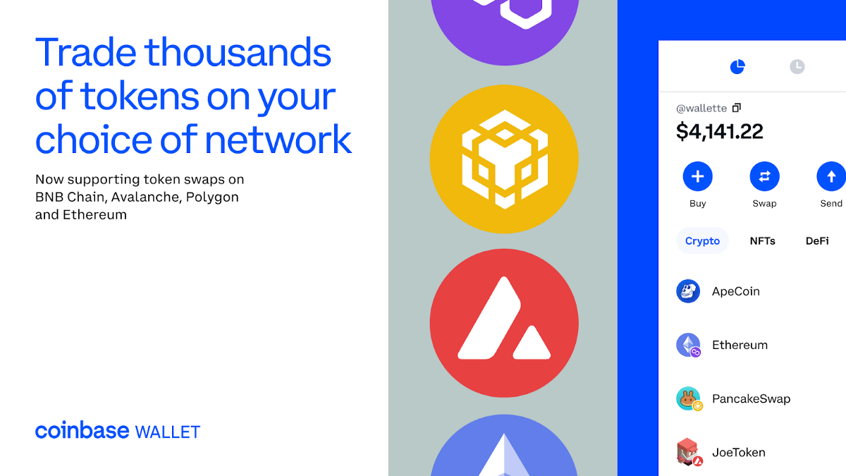 Trade thousands of tokens on your choice of network in Coinbase Wallet | by Coinbase | May, 2022