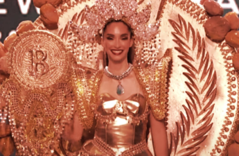 Miss Universe El Salvador Walks the Stage Holding Giant Bitcoin Staff