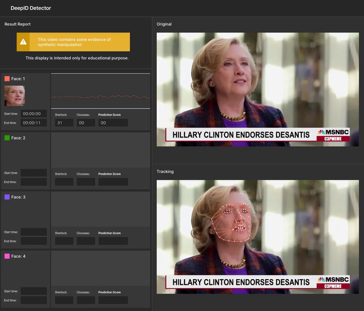 Clip: DeepMedia's DeepID Deepfake Detection Tool at Work