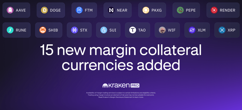 Kraken adds 15 new margin collateral currencies