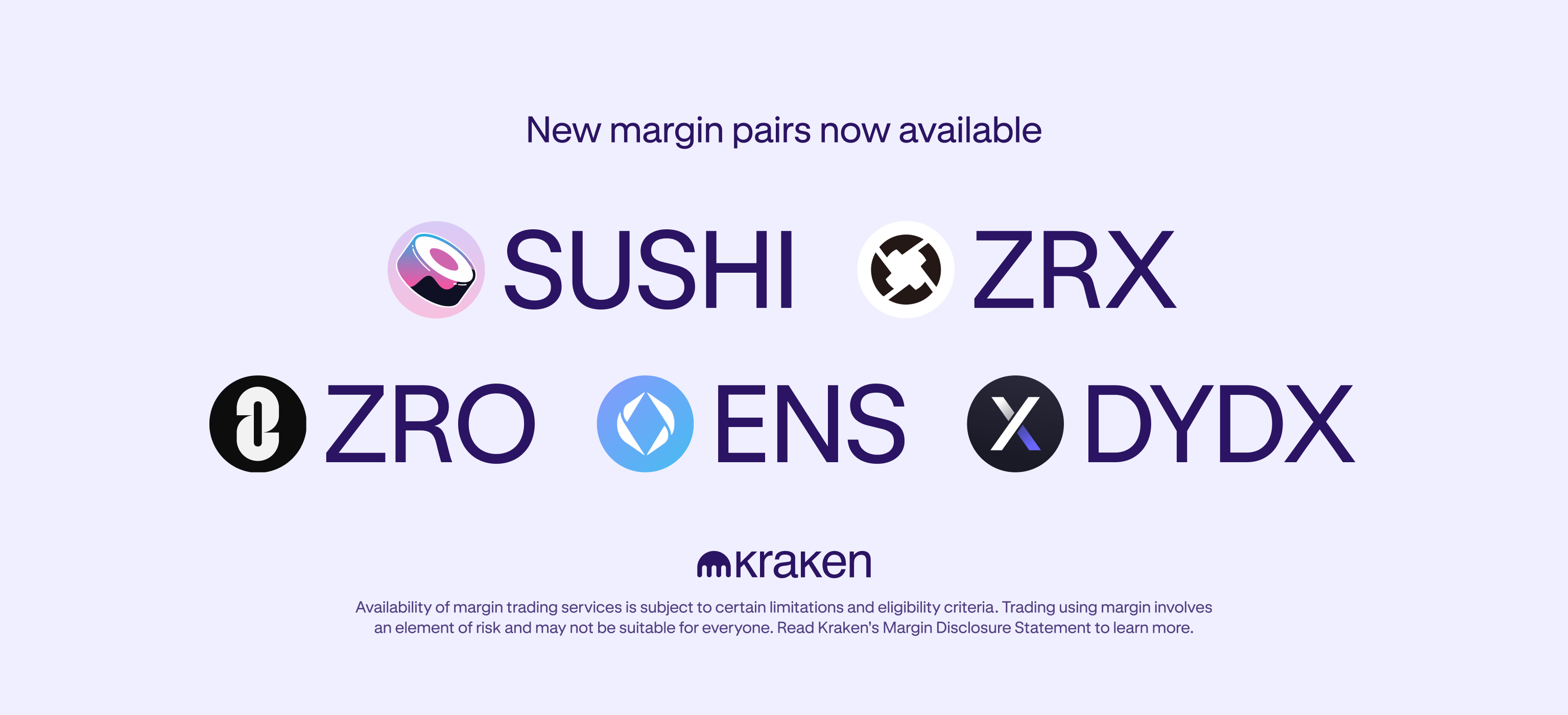 Expanded margin pairs available for SUSHI, ZRX, ZRO, ENS and DYDX!